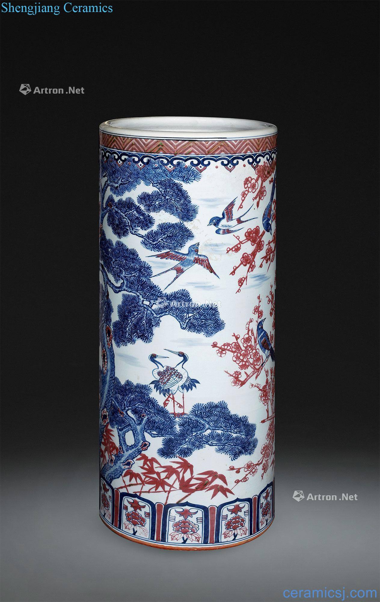 Blue and white youligong magpie on mei qing quiver