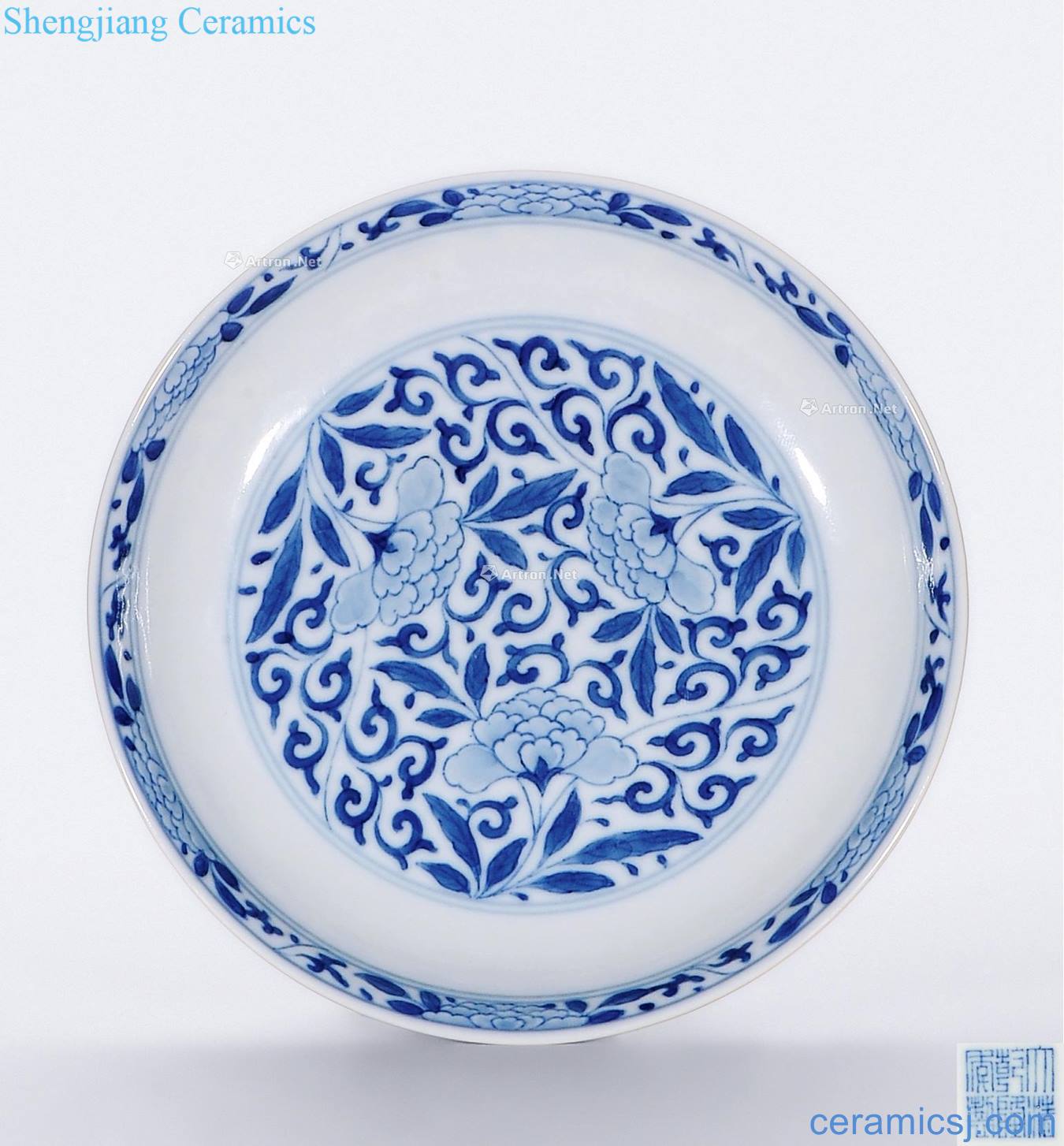 Qing qianlong Blue and white flower tray