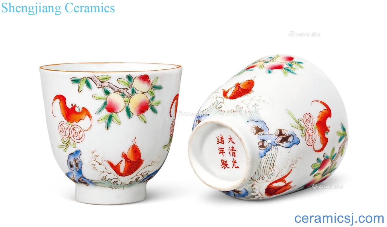 Pastel shou reign of qing emperor guangxu airdropping cup (a)