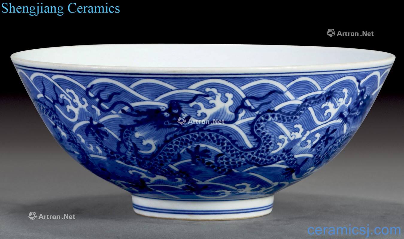 The late qing dynasty Blue sea dragon bowls