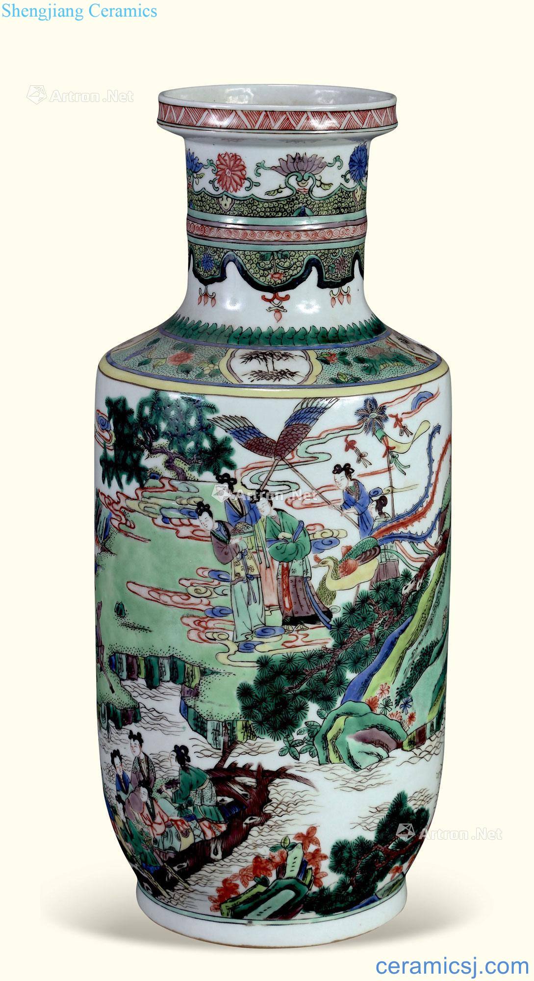 qing Colorful landscape characters were bottles