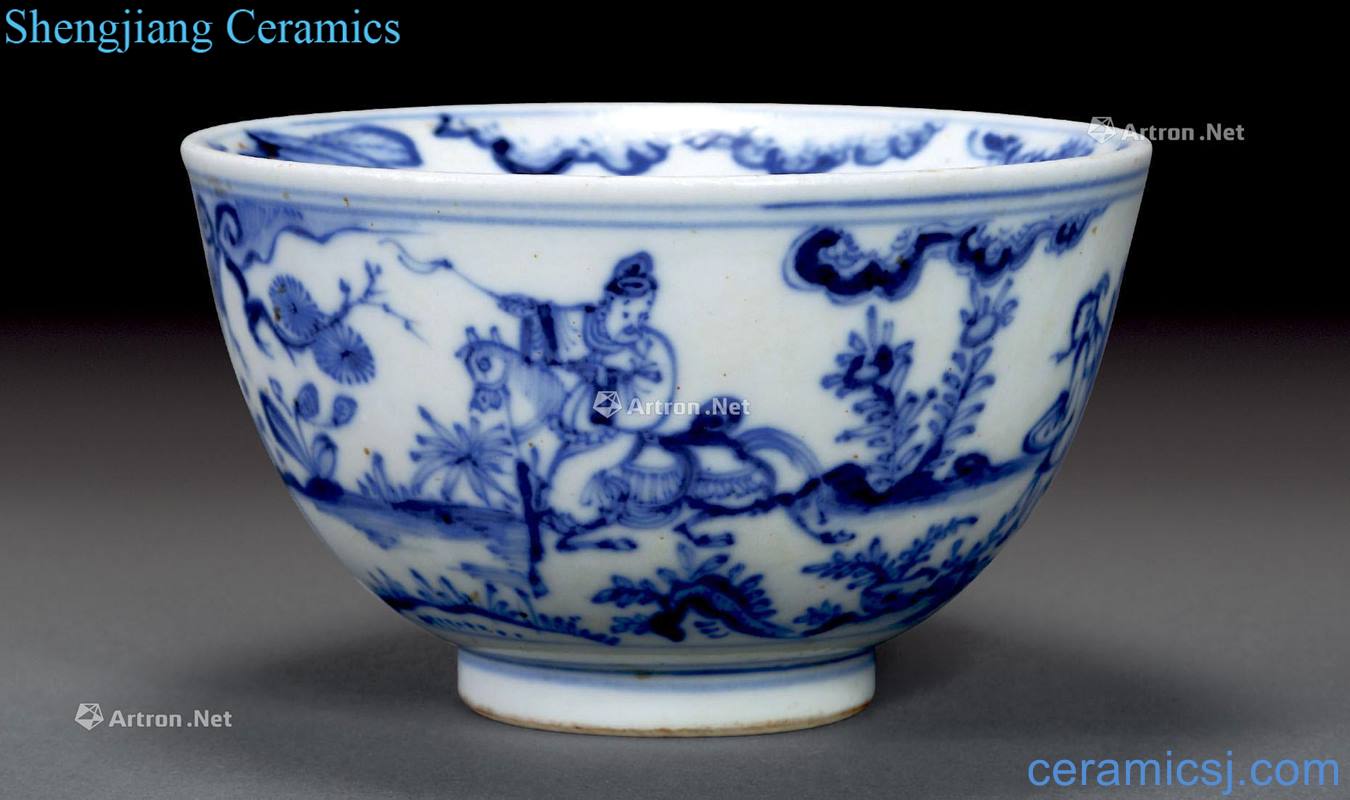 qing Zhuge bowl of blue and white characters