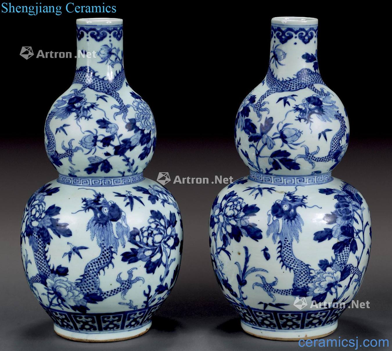 qing Blue and white dragon bottle gourd (2)