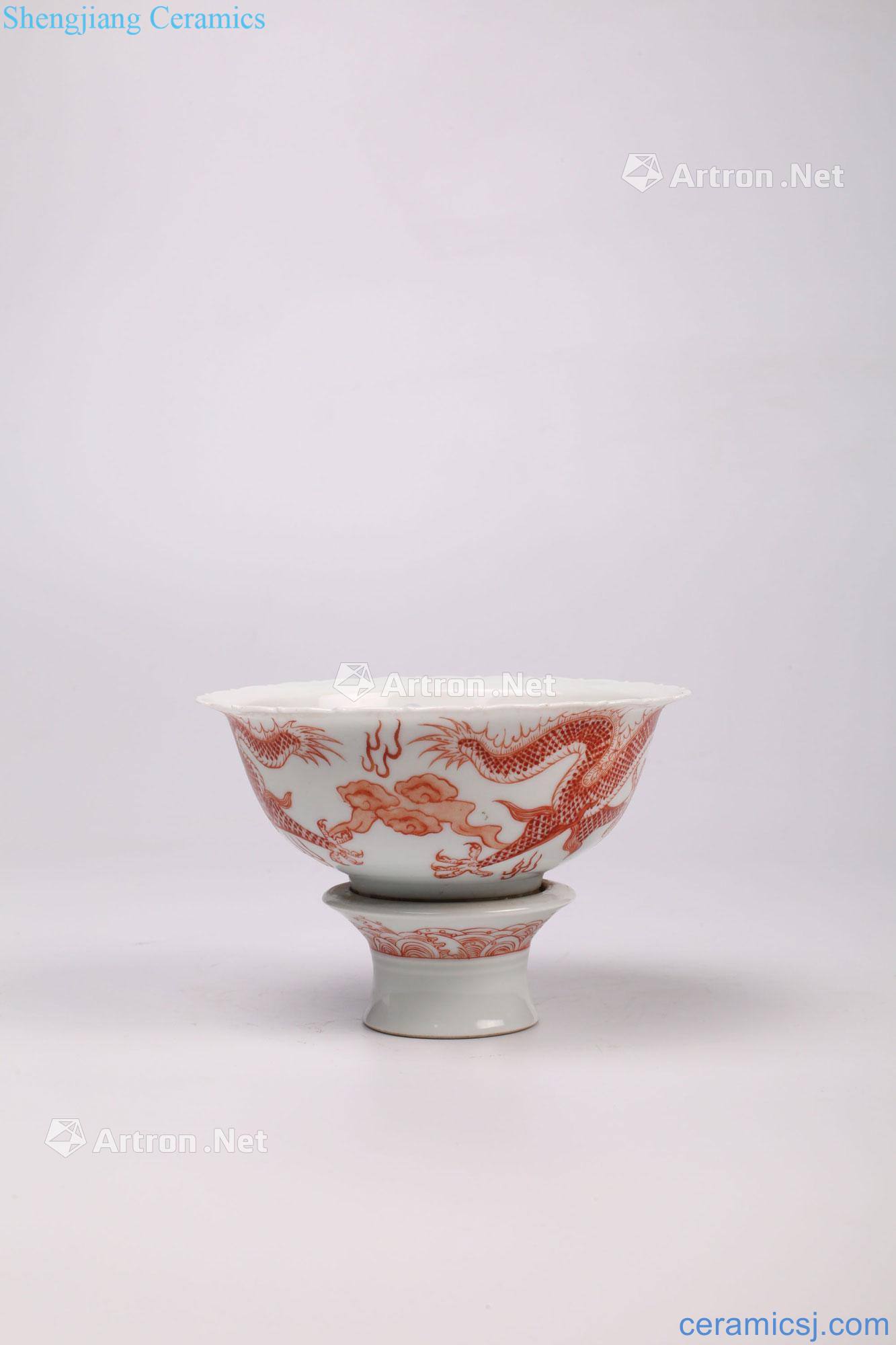 Ming The revolving red glaze dragon bead bowl