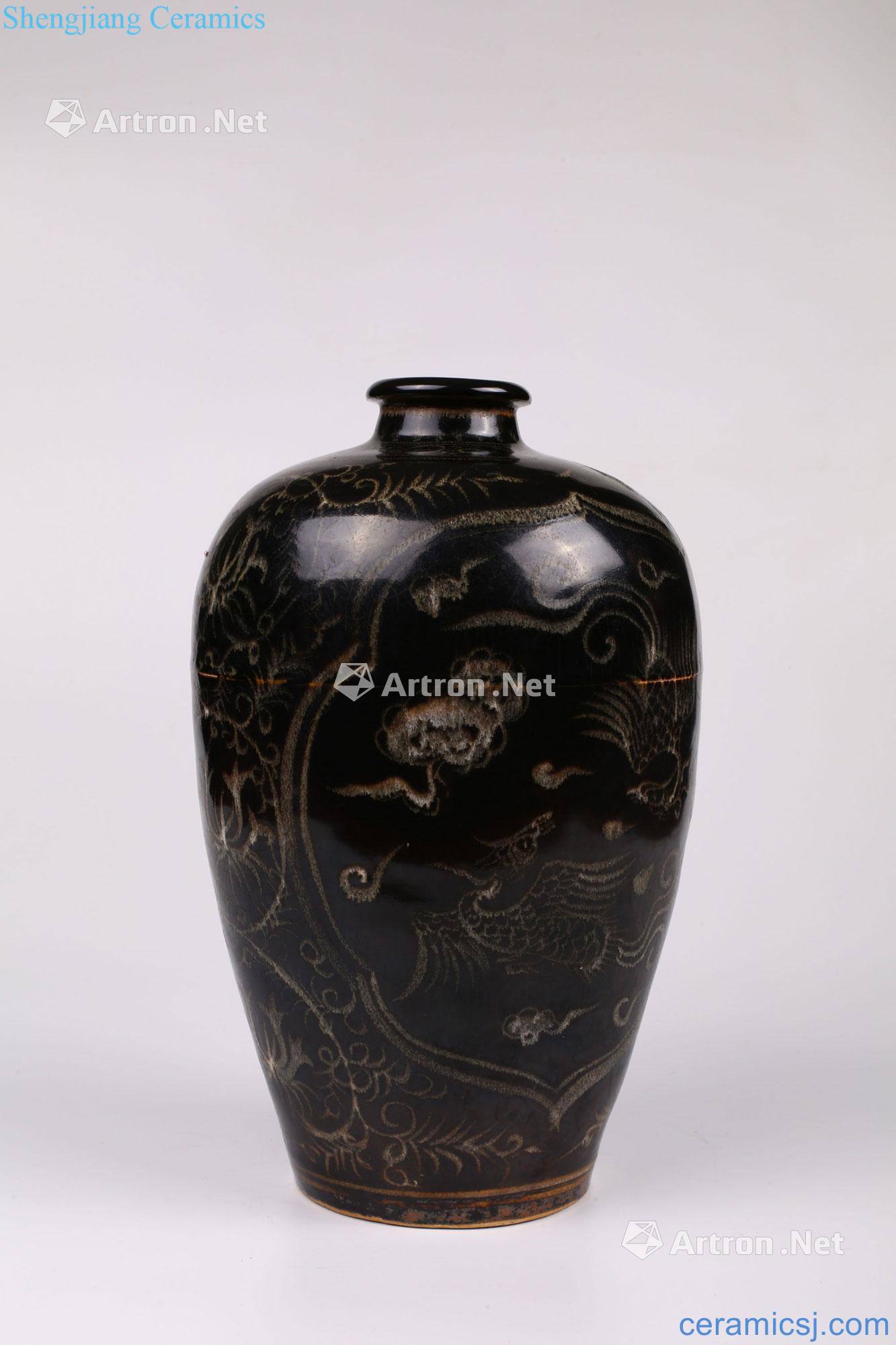 Liao, Jizhou kiln black glaze grain mei bottles