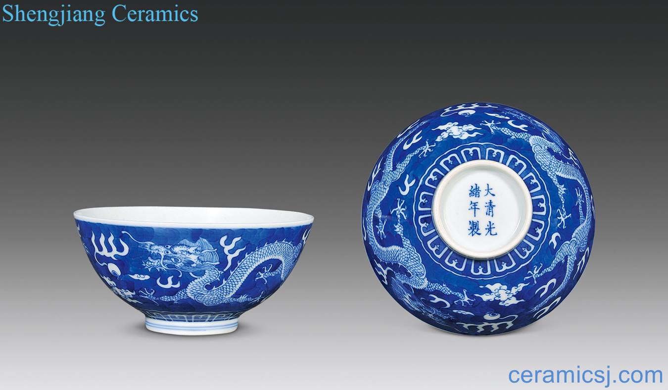 qing Blue and white YunLongWen small bowl (a)