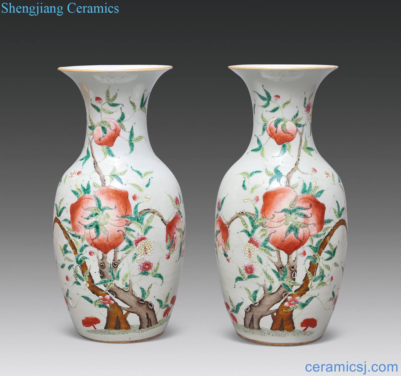 The late qing dynasty and pastel peach figure nine bottles of (a)