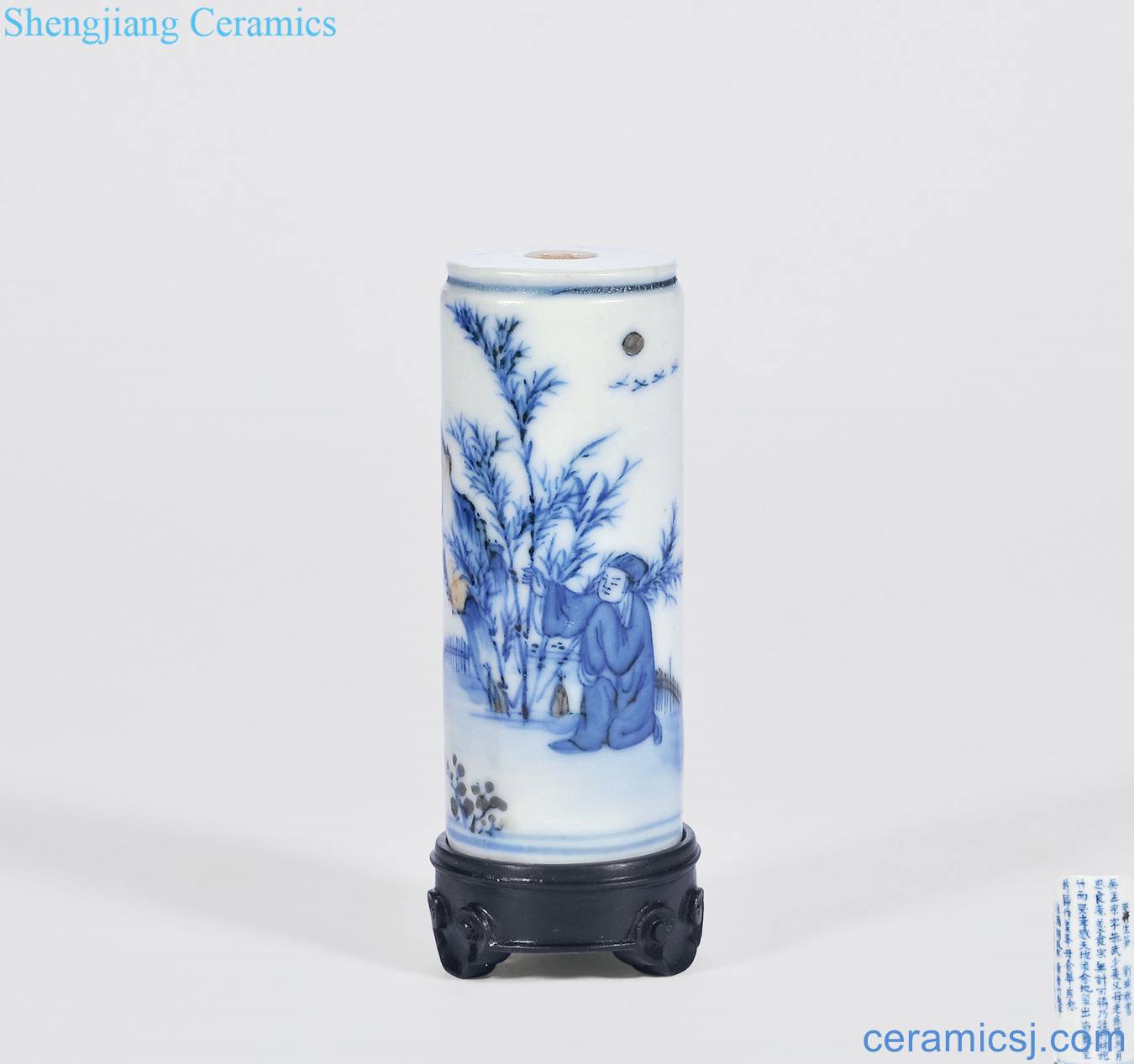 The qing emperor kangxi Cry of blue and white youligong red 14 filial piety stories of bamboo raw bamboo incense inserted