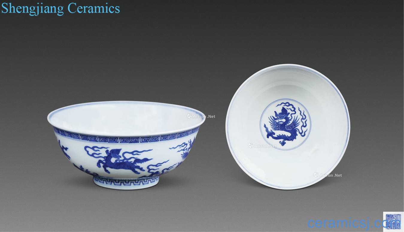 Qianlong blue fly beast meander bowl (a)