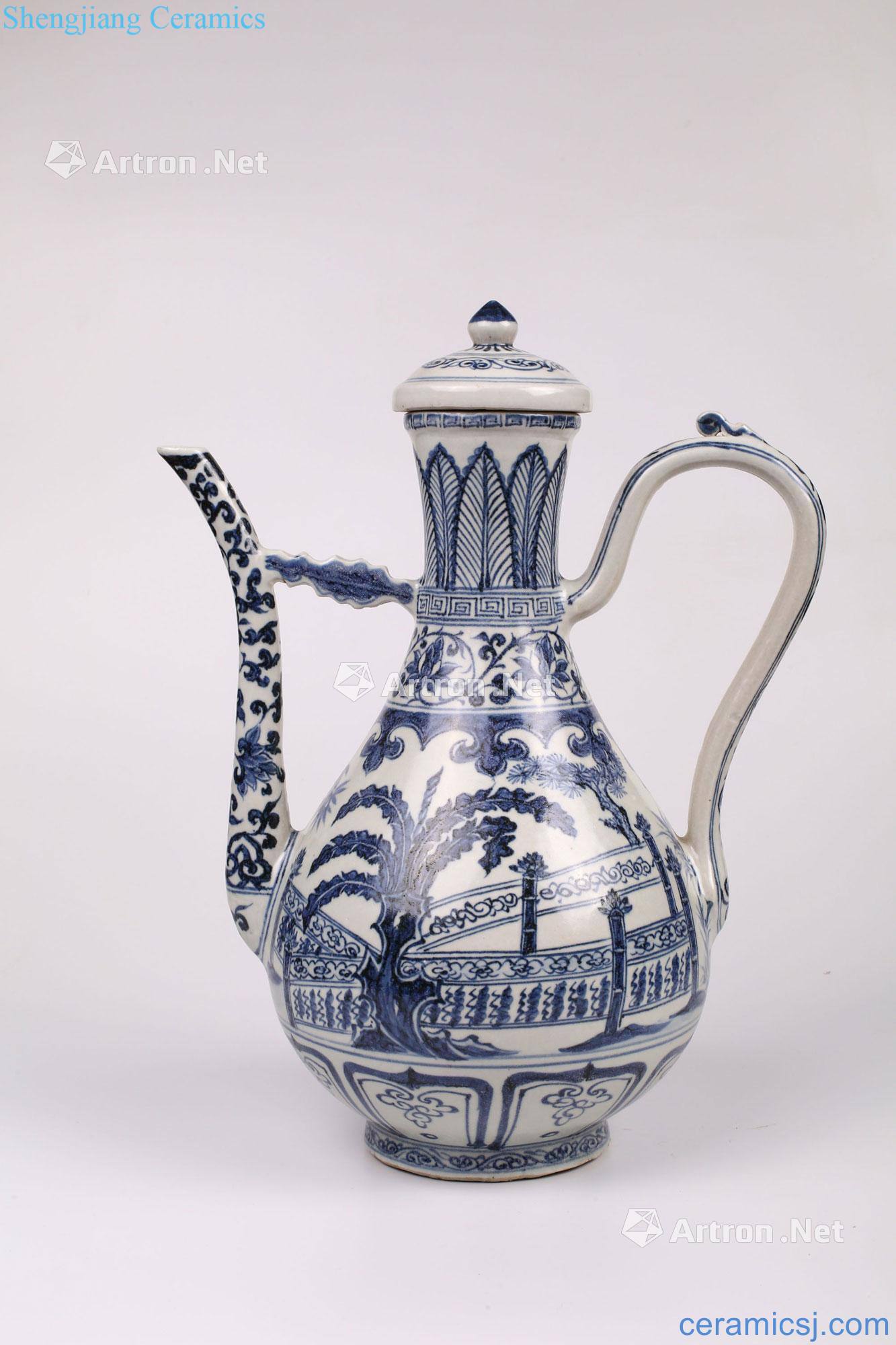 yuan Blue and white banana grain ewer