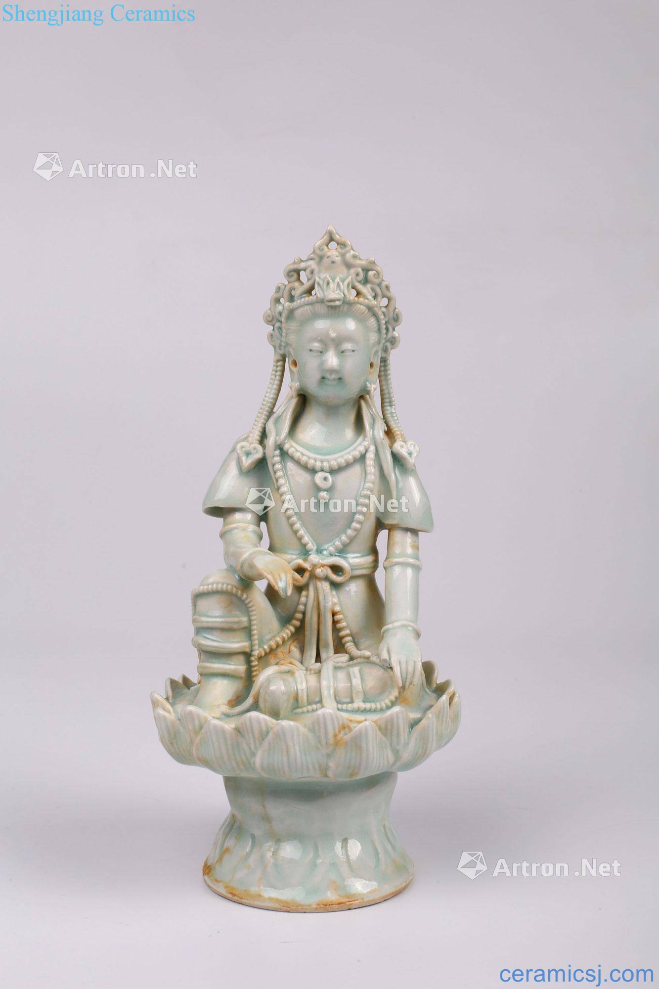 The southern song dynasty Shadow left kiln green guanyin statues