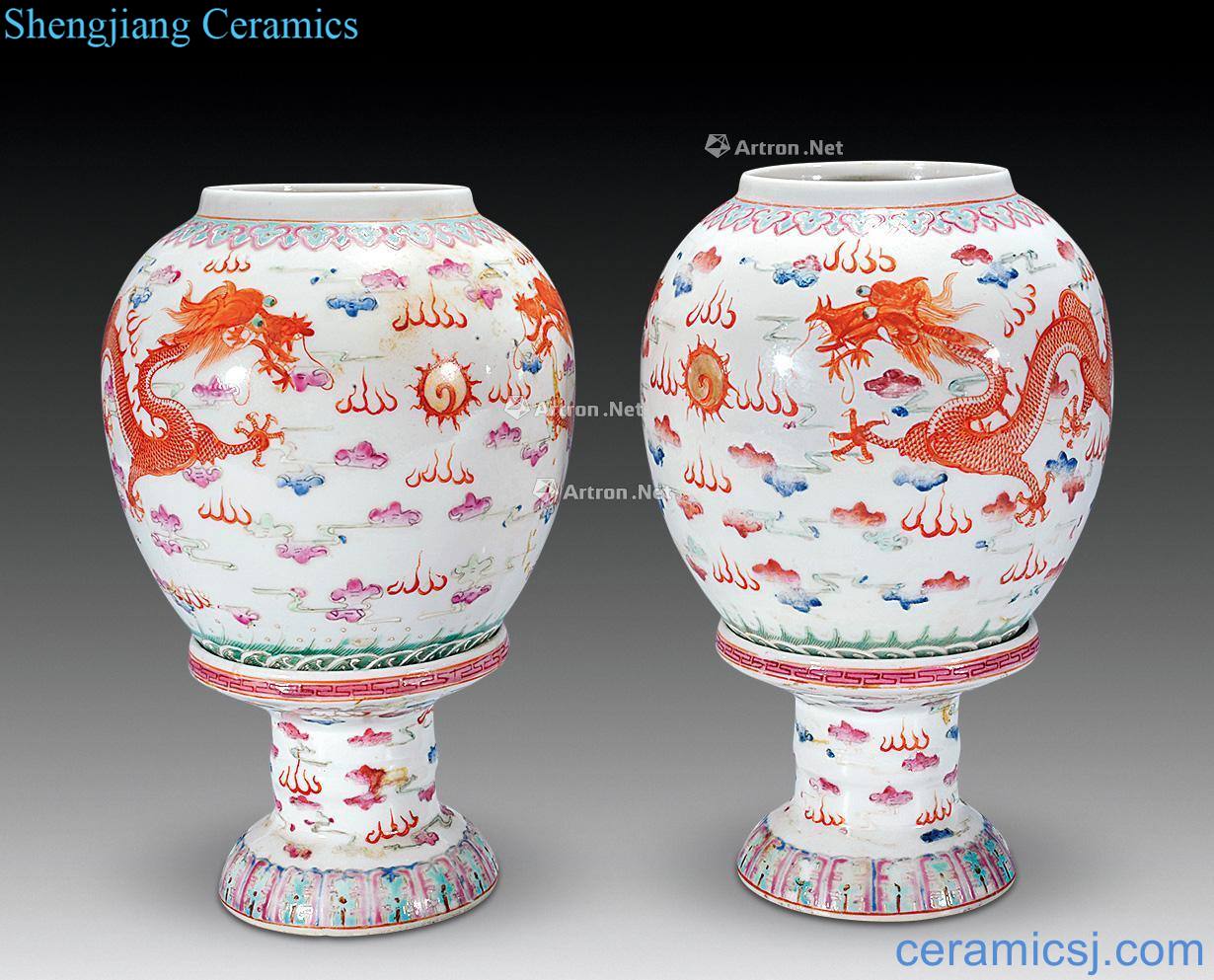 Clear thin foetus enamel yunlong candle lights (a)