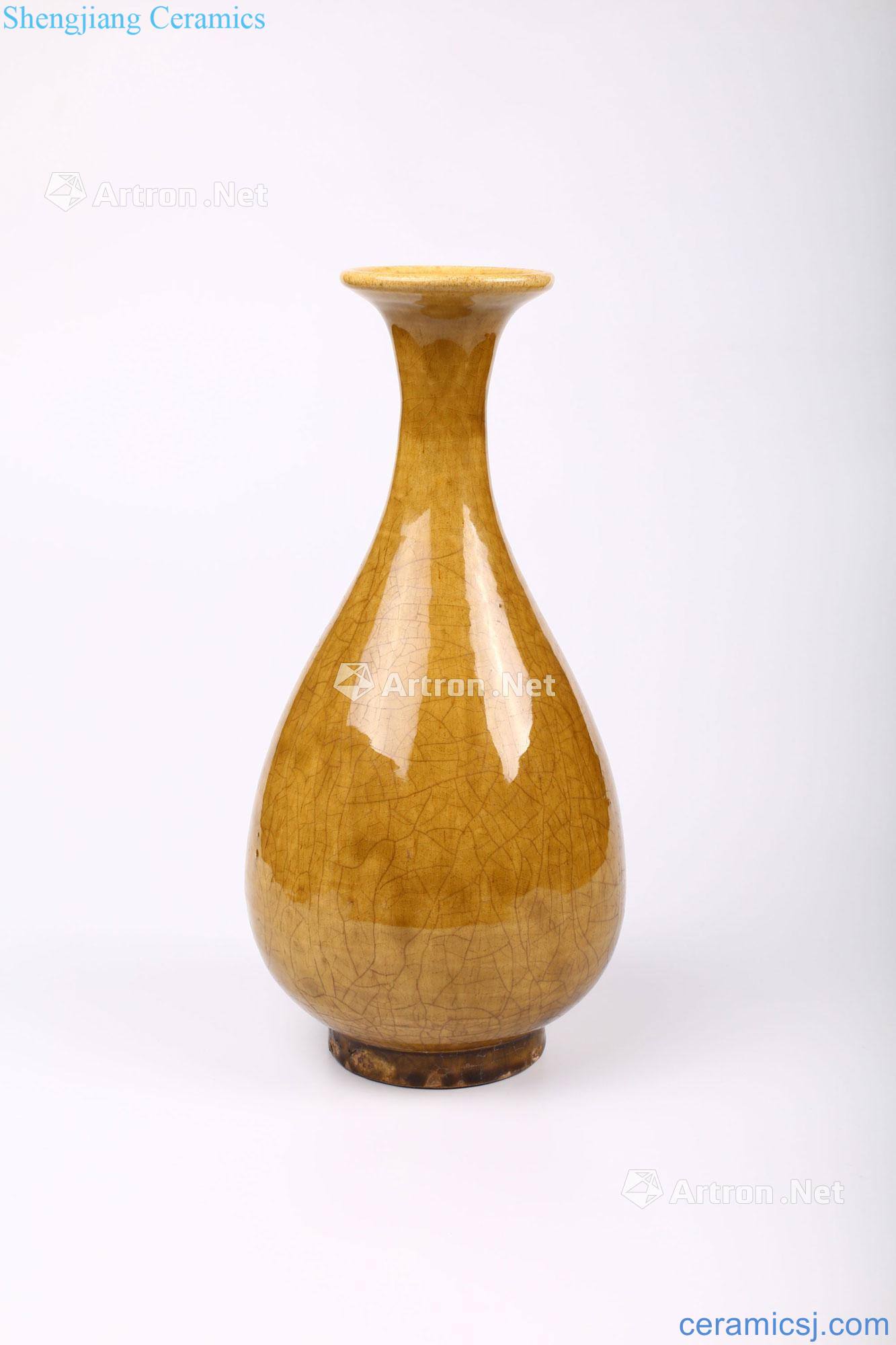 The yuan dynasty Yellow glaze okho spring bottle