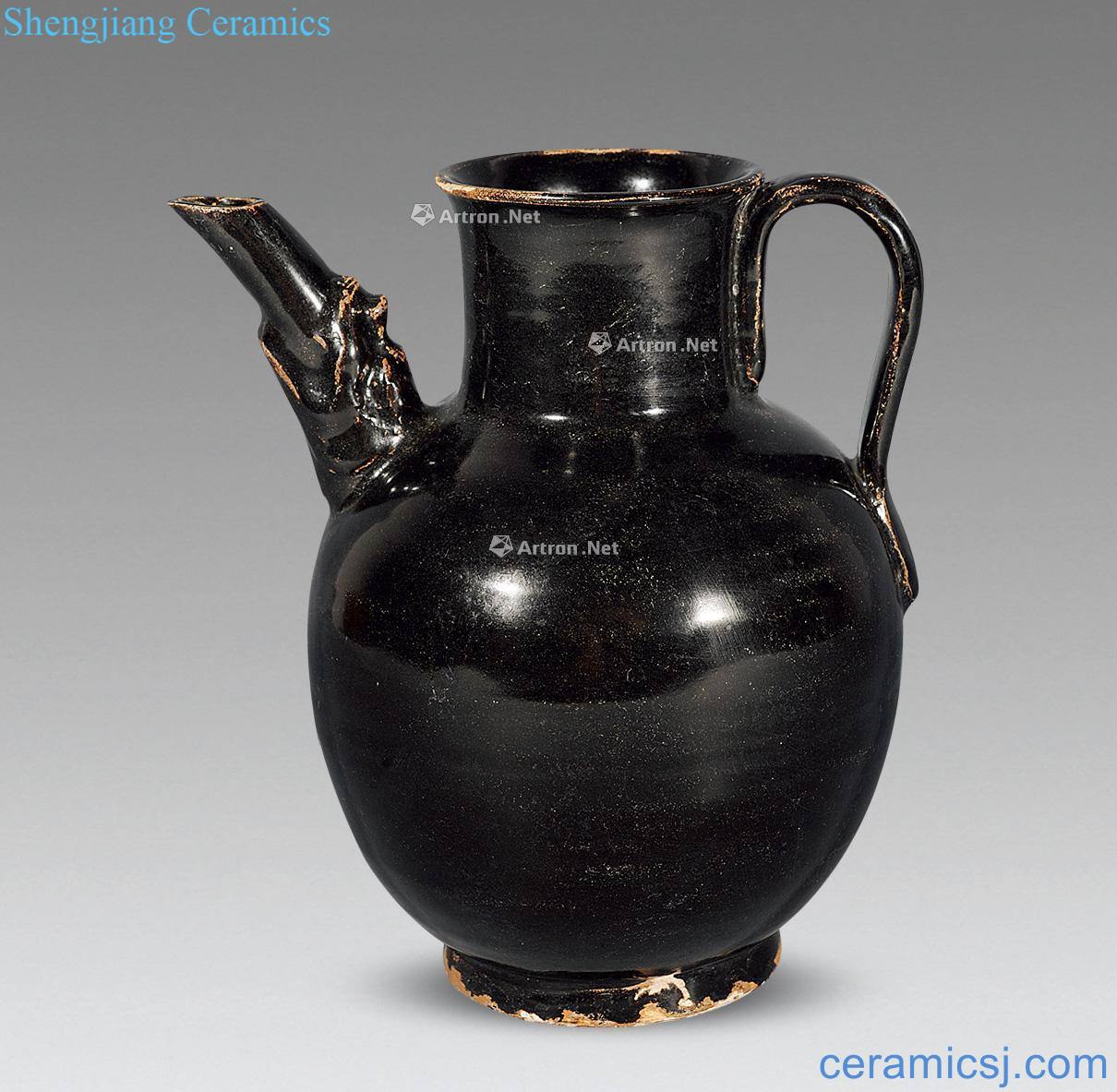 Ming or earlier Kiln black glaze ewer