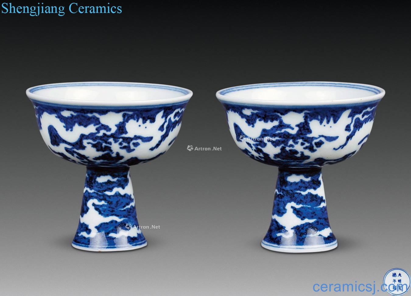 Jintong (model) blue and white dragon best cup (a),