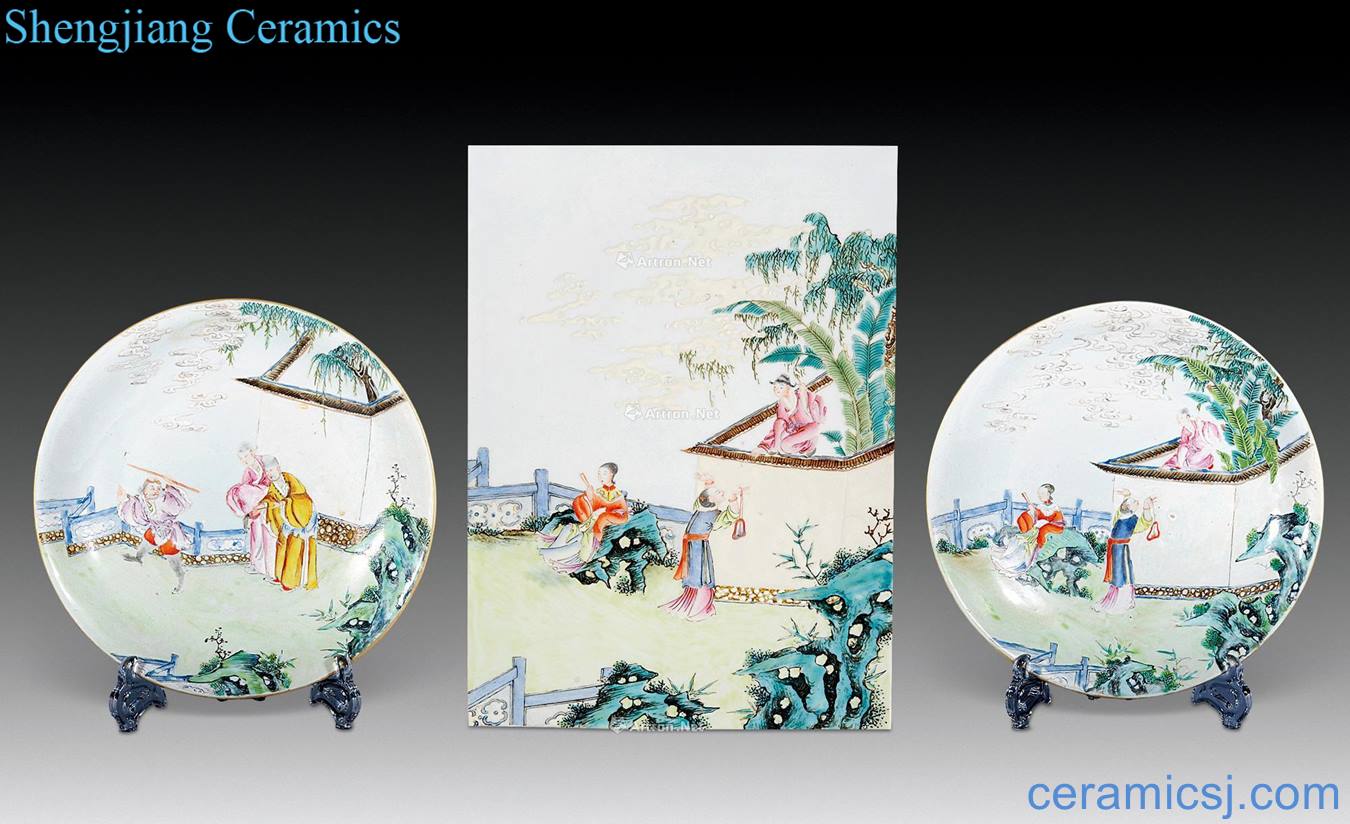 Qing qianlong pastel romance story porcelain plate, the plate (3)