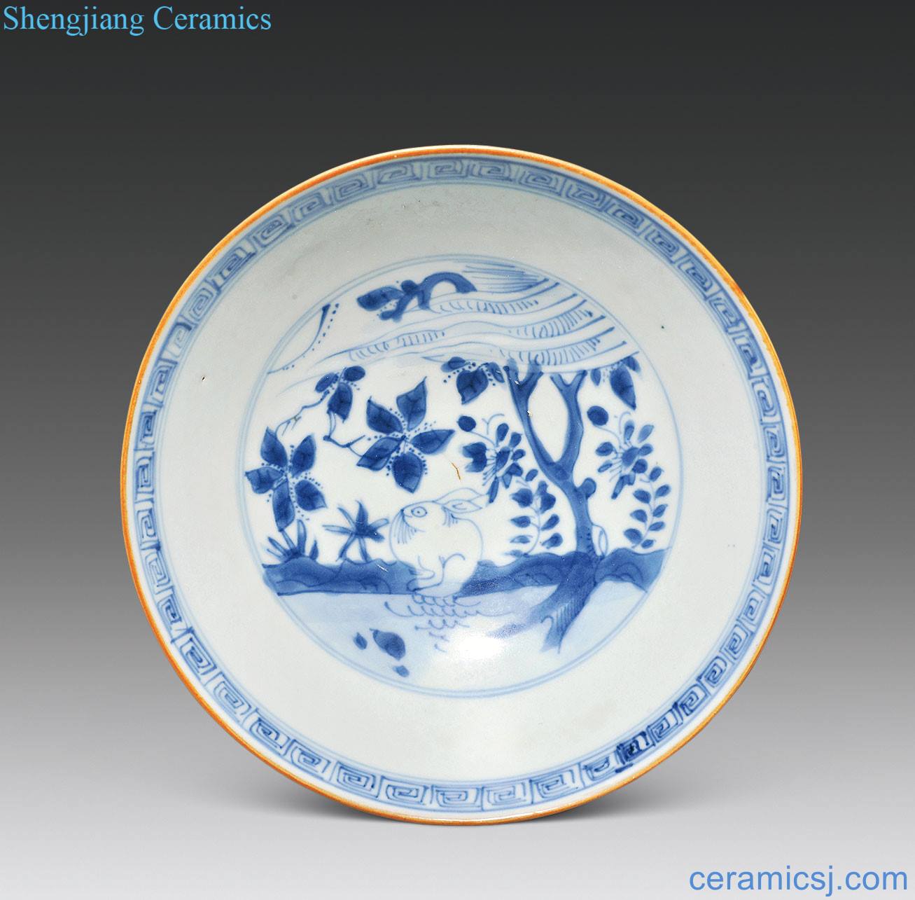 Qing shunzhi Blue moon green-splashed bowls