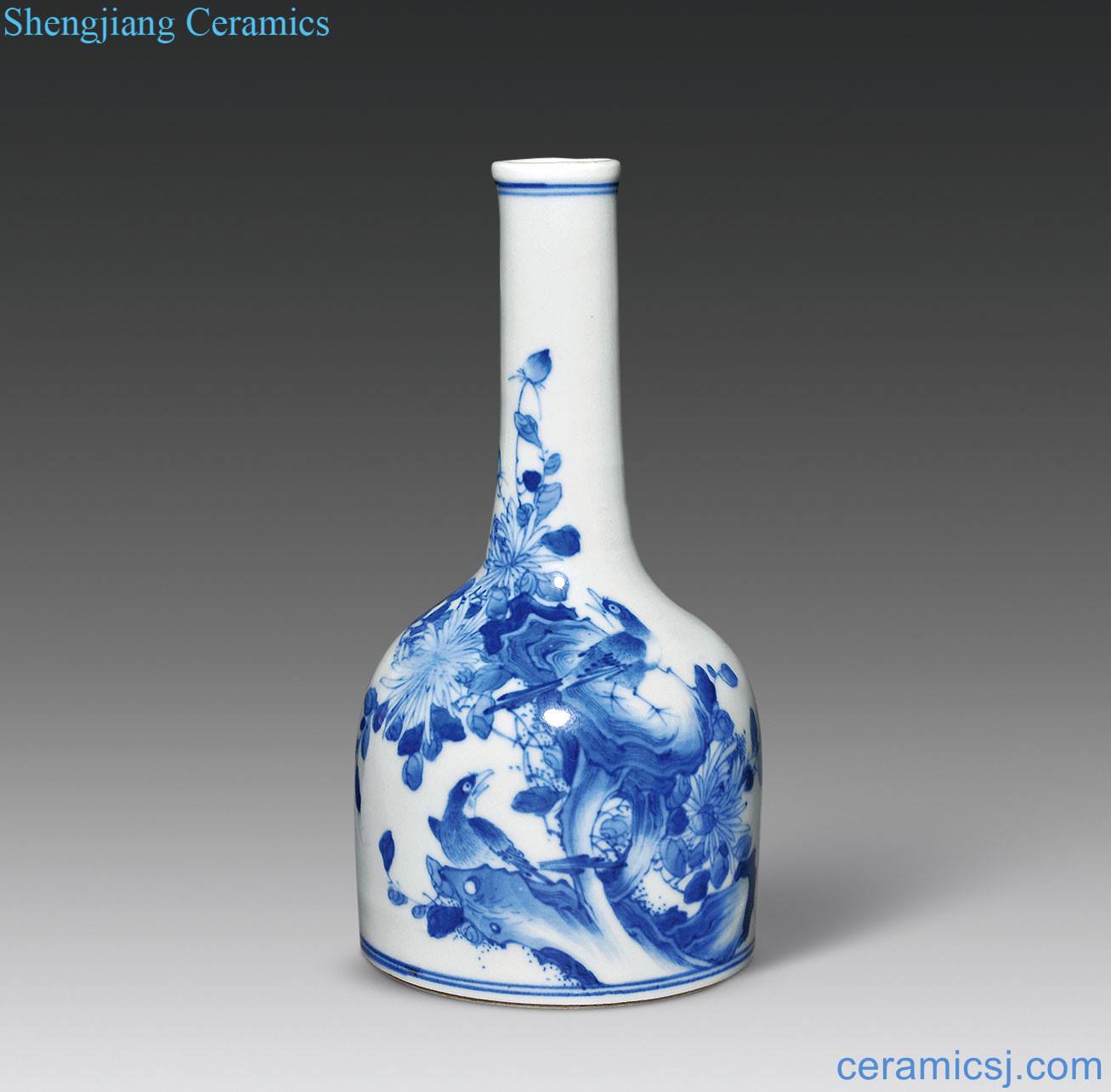 In late qing dynasty Blue and white flower on grain bell