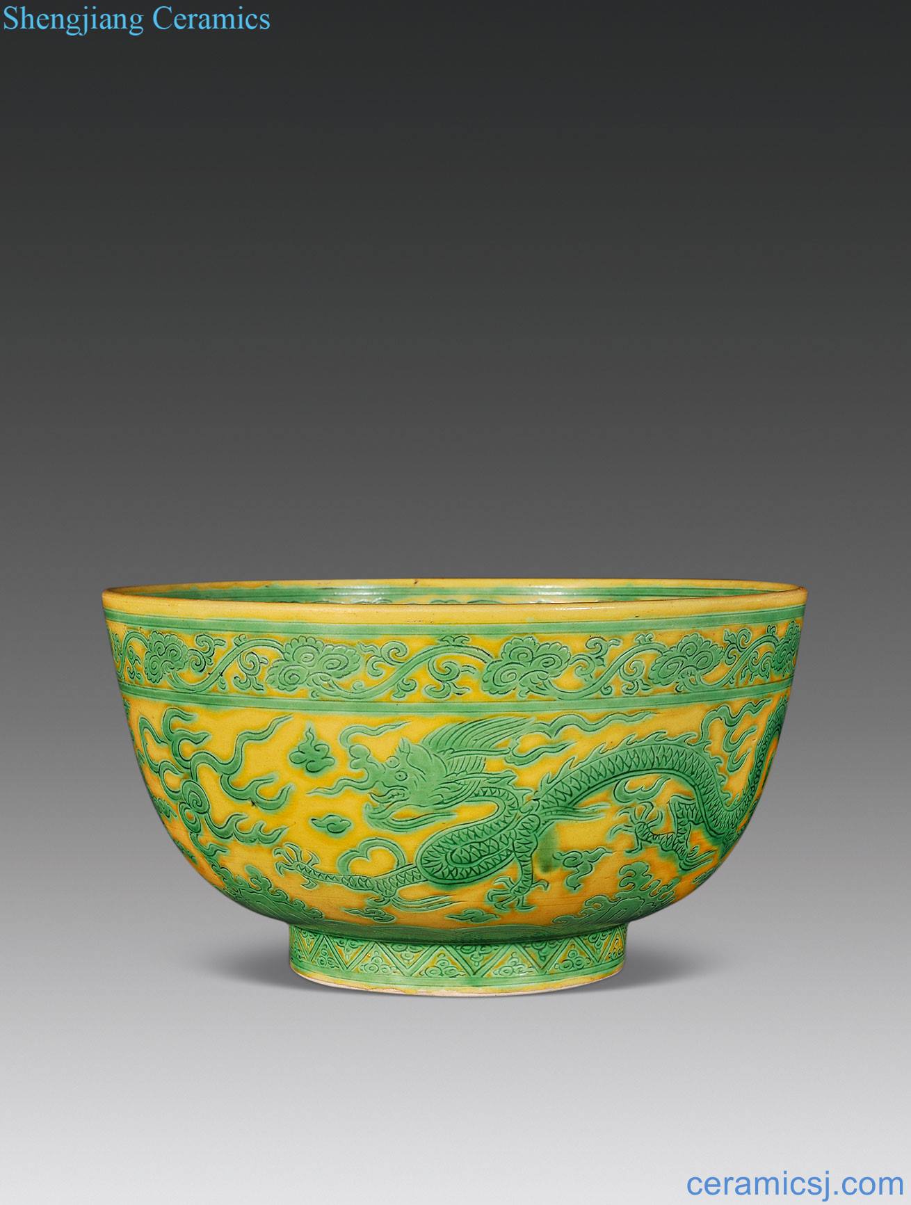 Ming Yellow color self-identify YunLongWen big bowl