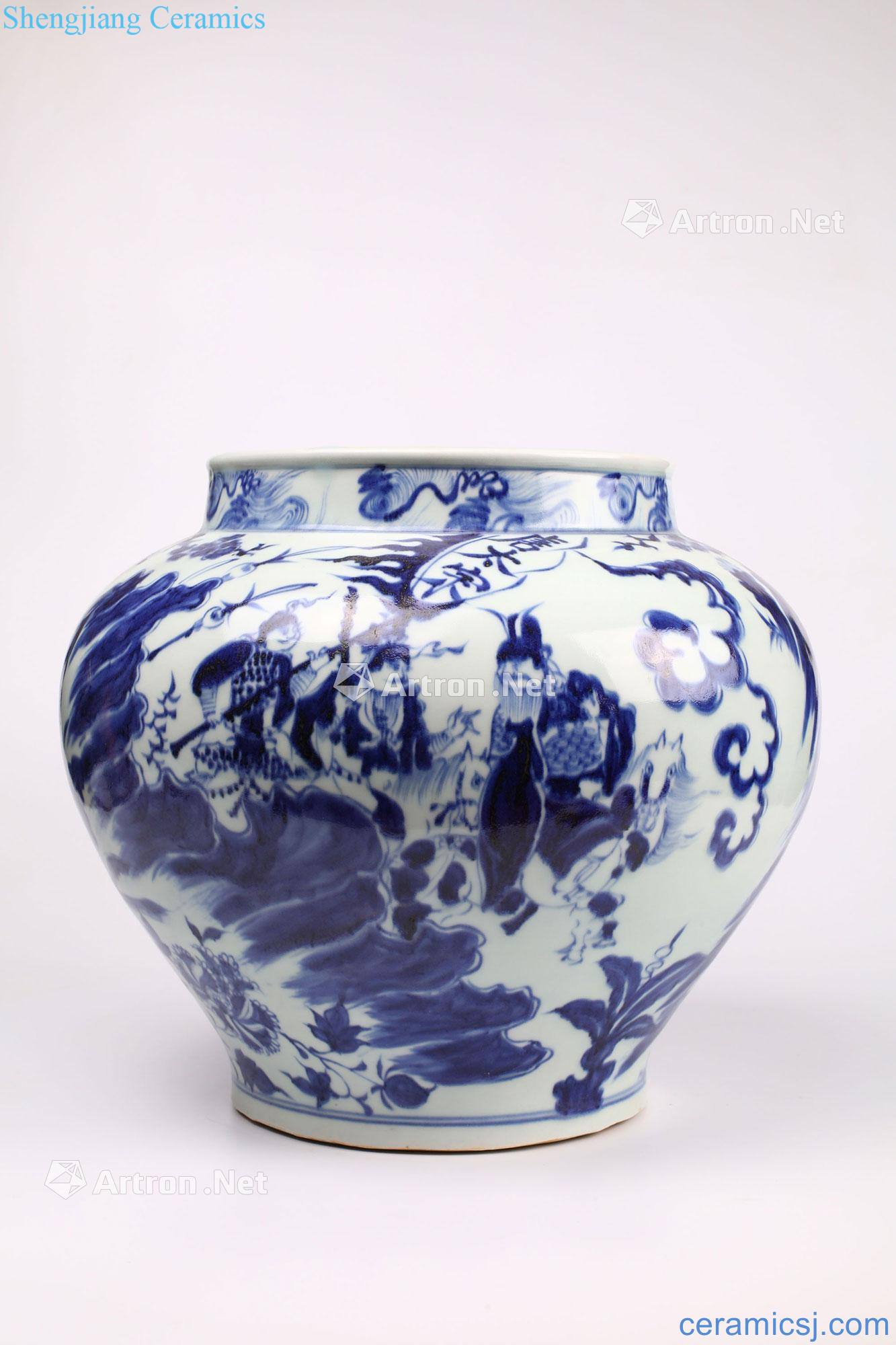 At the end of the yuan Ming Blue and white characters taizong big pot