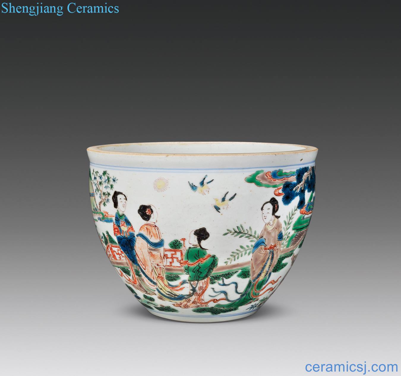 Early qing colorful had small cylinder