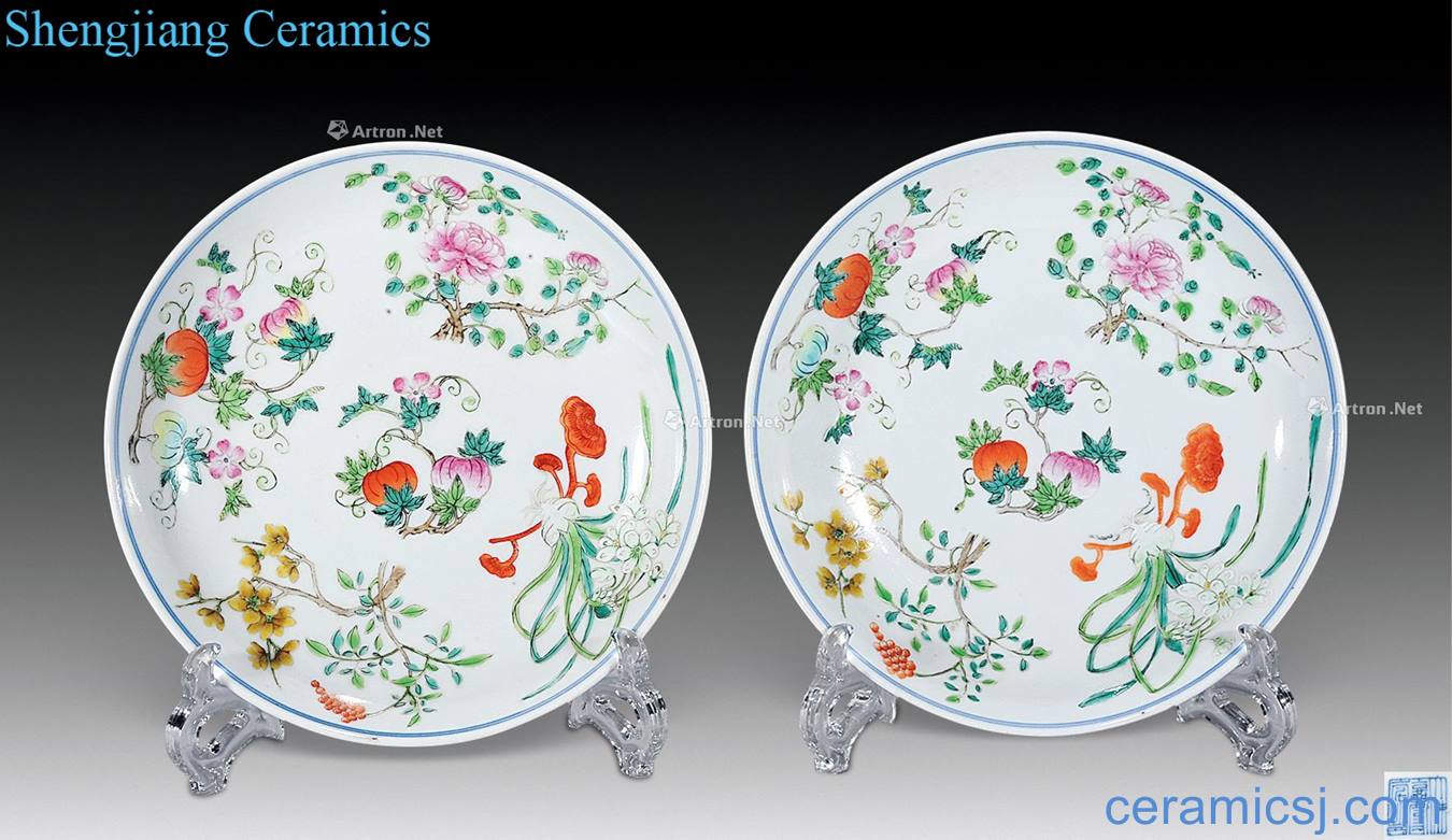 Qing jiaqing pastel fairy flower plate (a)