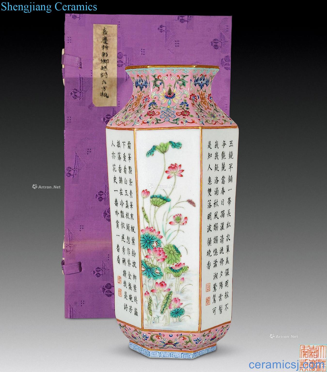 Qing jiaqing pastel royal mei Dutch vase