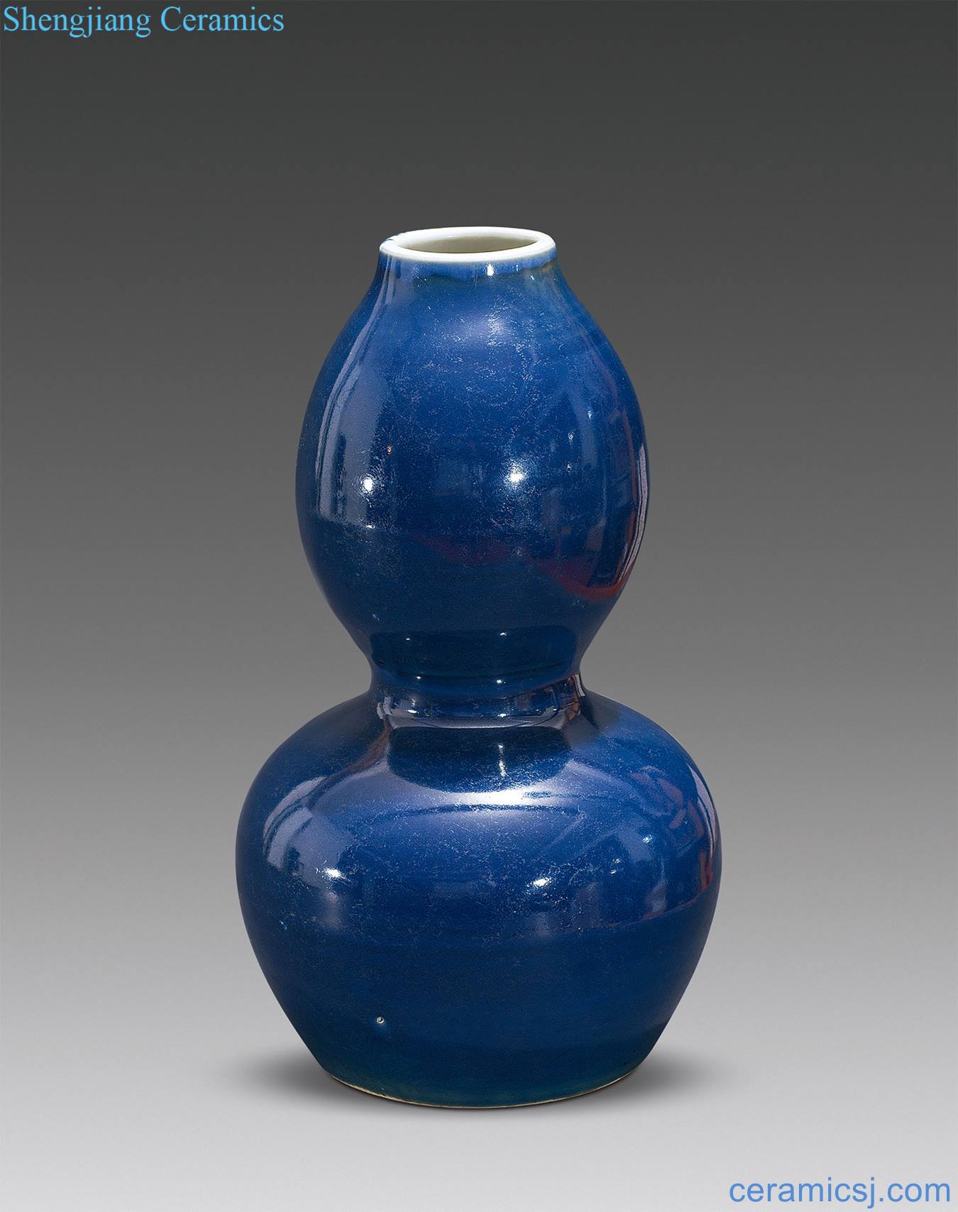Ming wanli Ji blue glaze bottle gourd