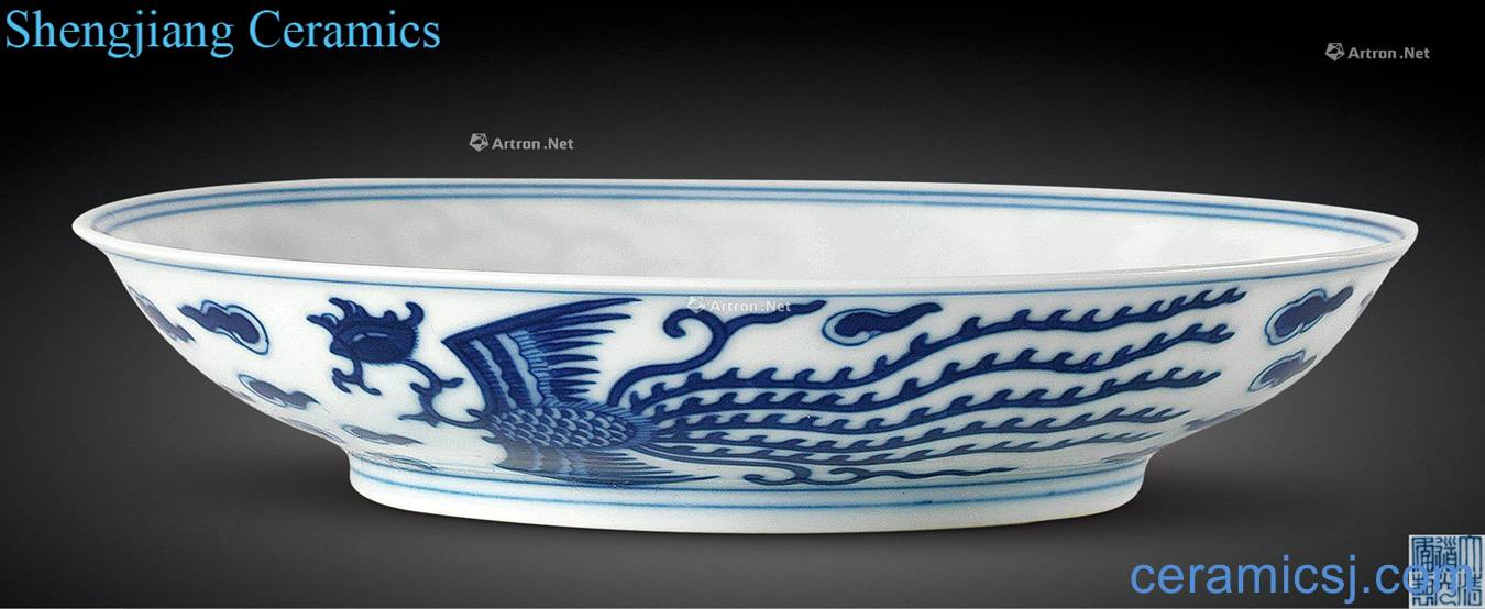 Qing daoguang Blue and white chicken tray