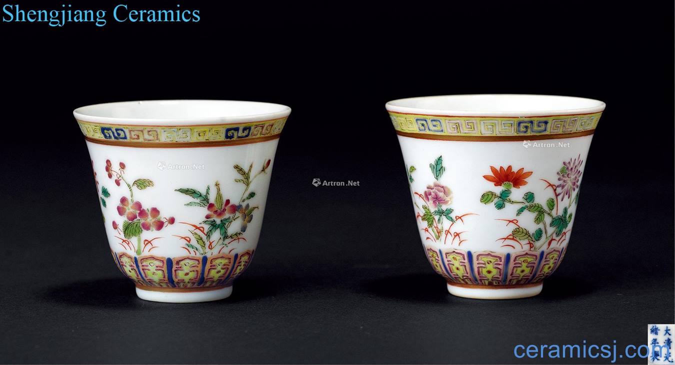 Guangxu pastel flowers lines to the cup
