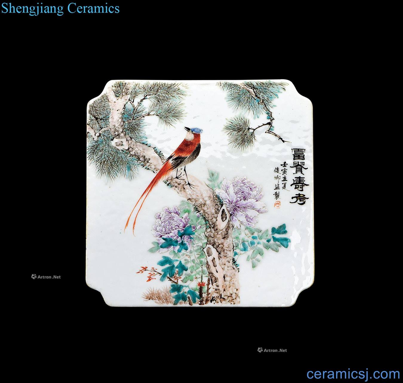 guangxu Jun qing producer famille rose porcelain plate "prosperous life test"