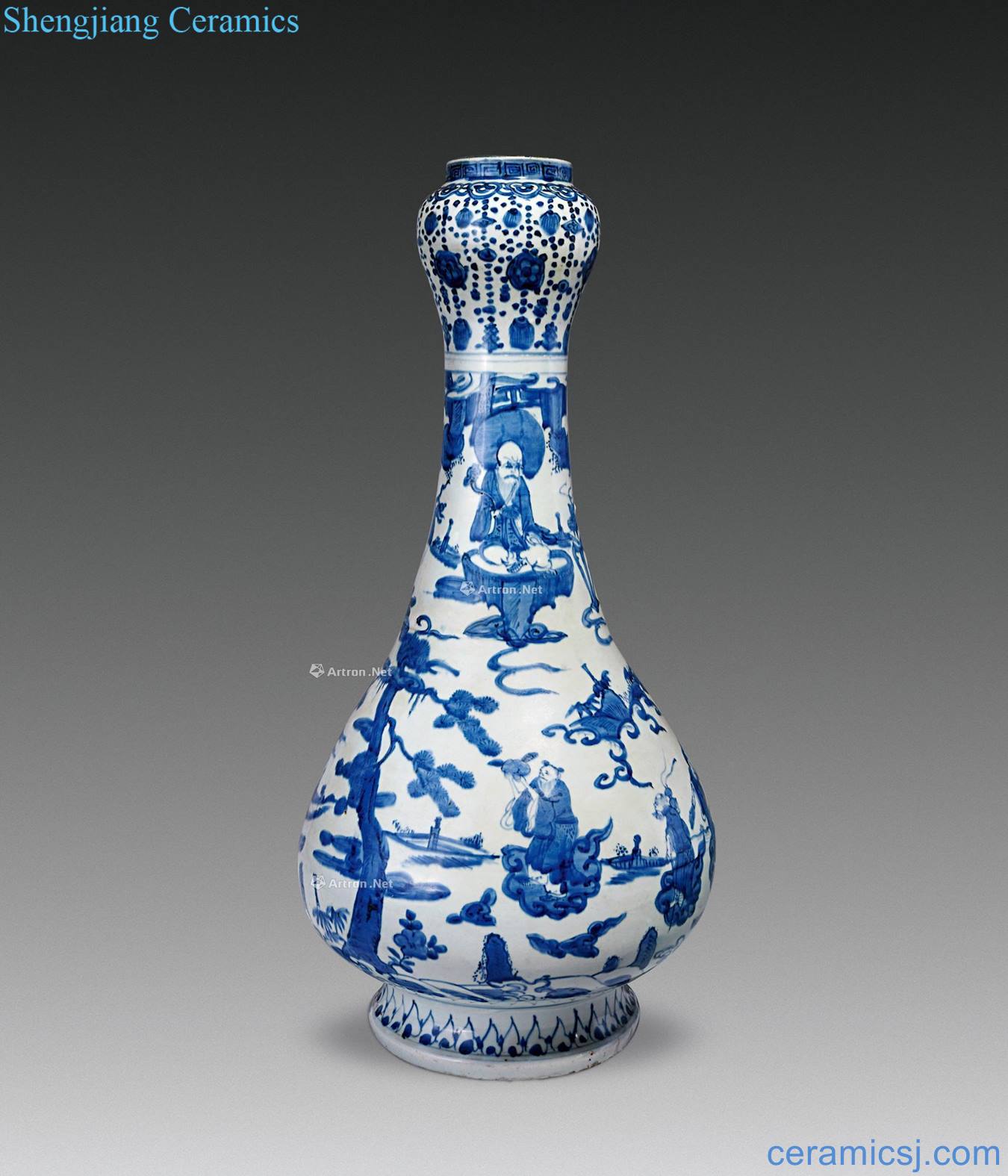Ming wanli Jingdezhen kiln porcelain of the eight immortals birthday figure bottles of garlic