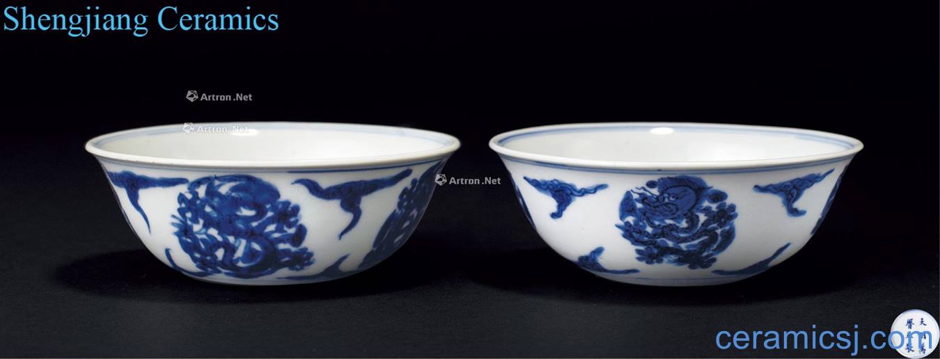 wanli Blue and white wulong lie the foot bowl (a)