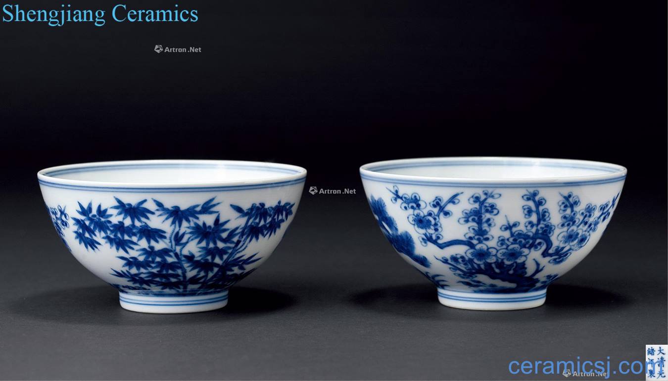 guangxu Blue and white poetic lines bowl (a)