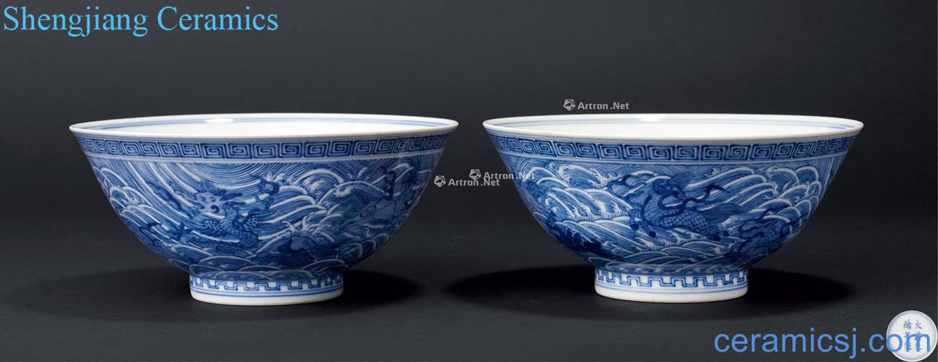 guangxu Blue sea bowl eight weird (a)