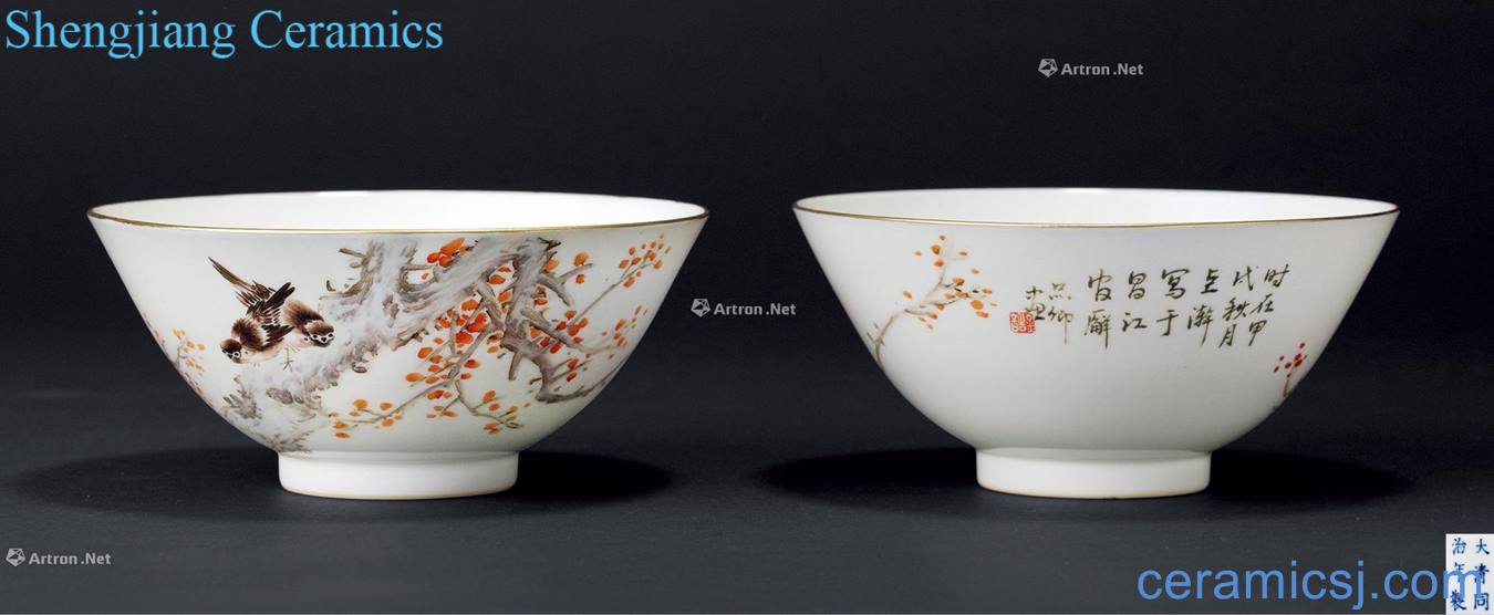 pathogenesis Jin Pinqing shallow purple flower bowl (a)