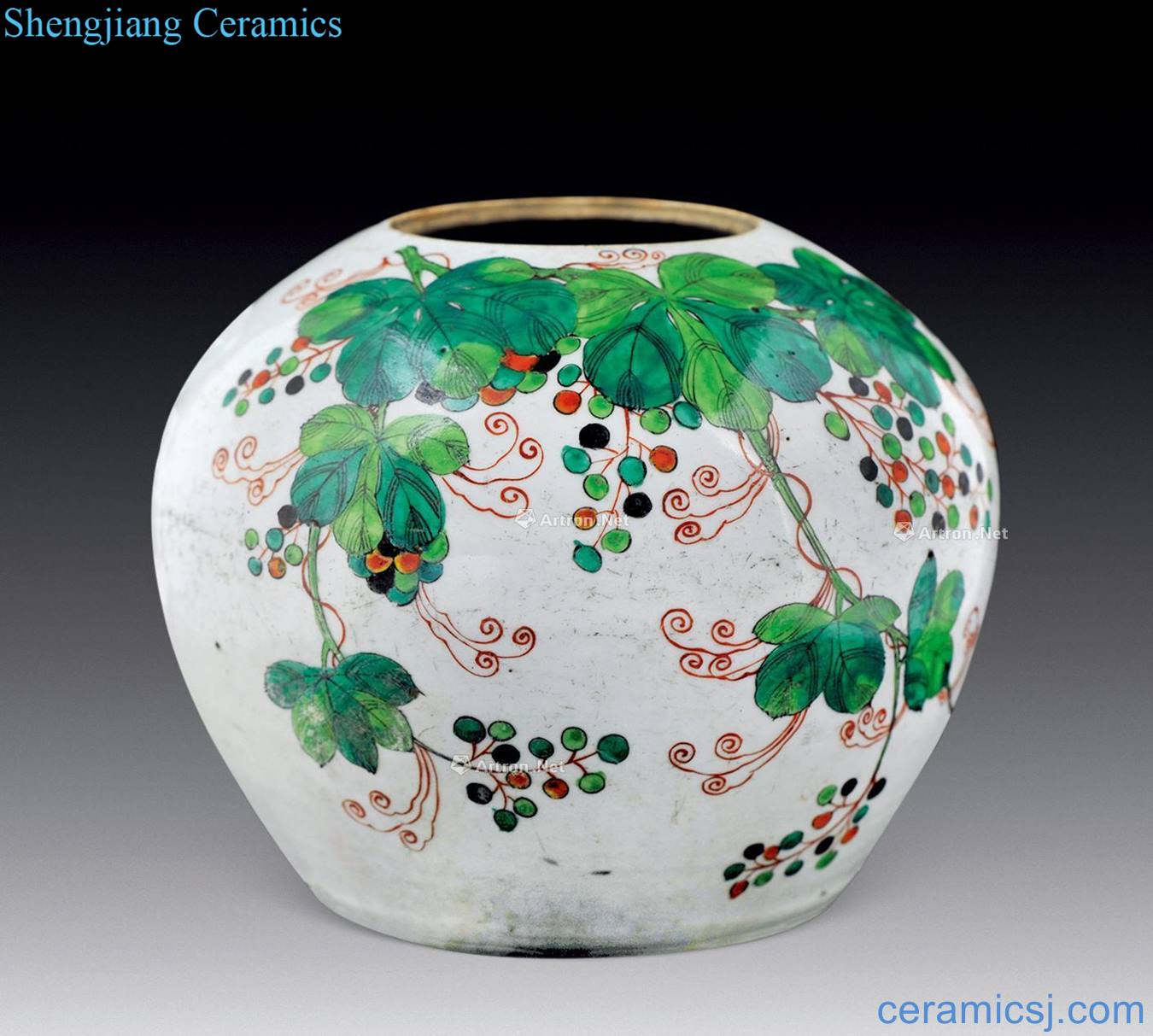 In the qing dynasty famille rose grape grain watermelon altar