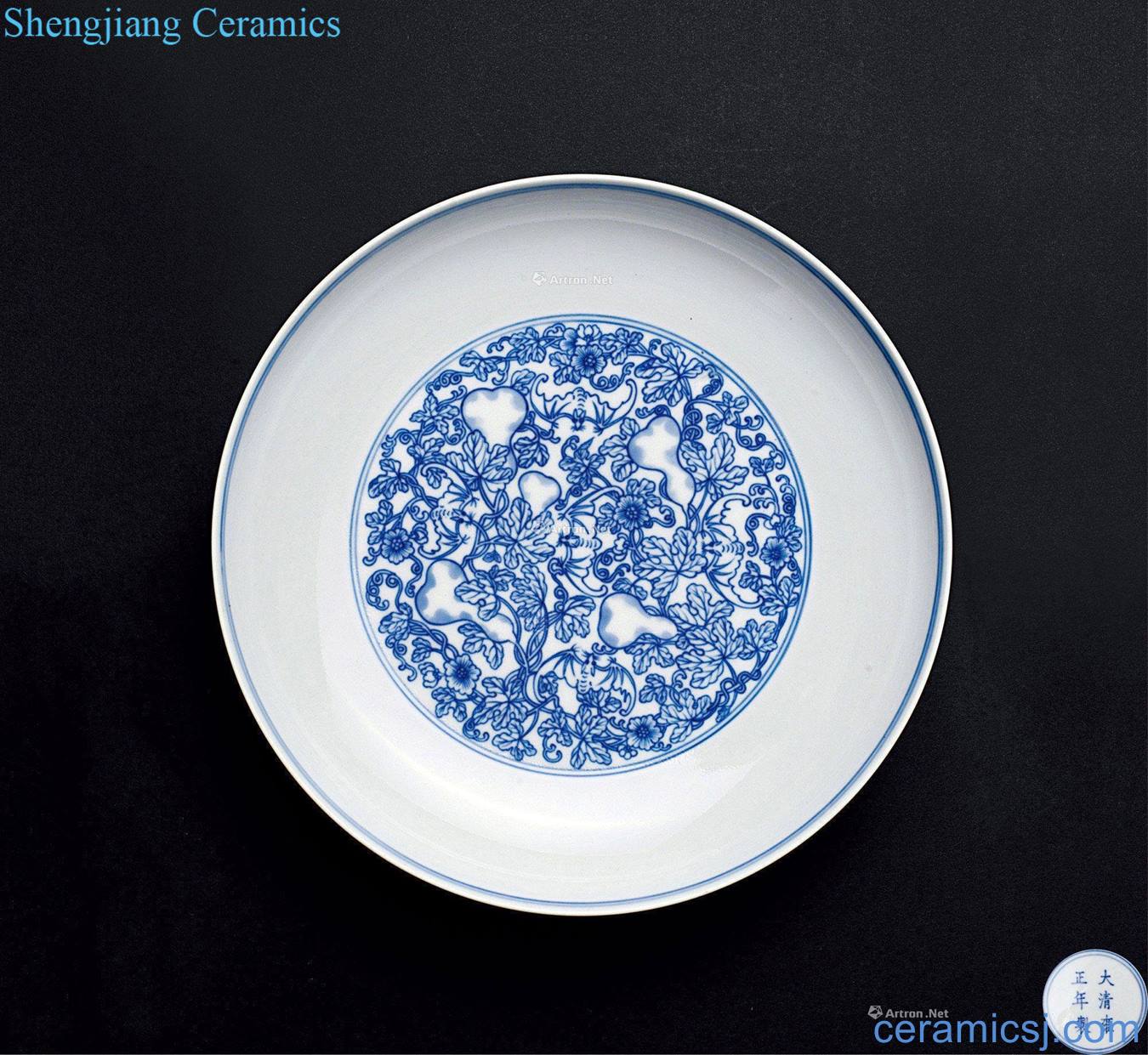 yongzheng Blue and white ferro generation ten thousand plate