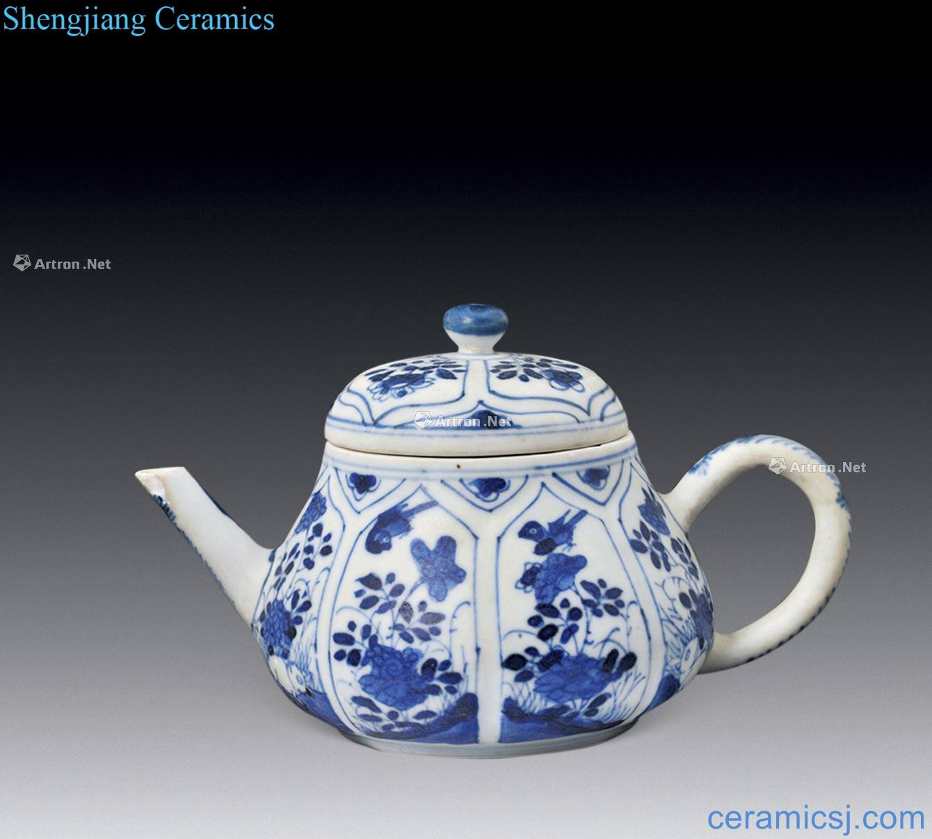 In the qing dynasty Blue and white teapot