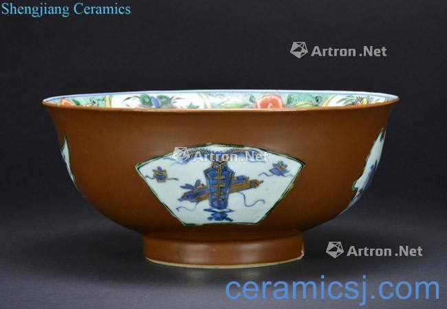 The qing emperor kangxi sauce glaze colorful medallion bowl