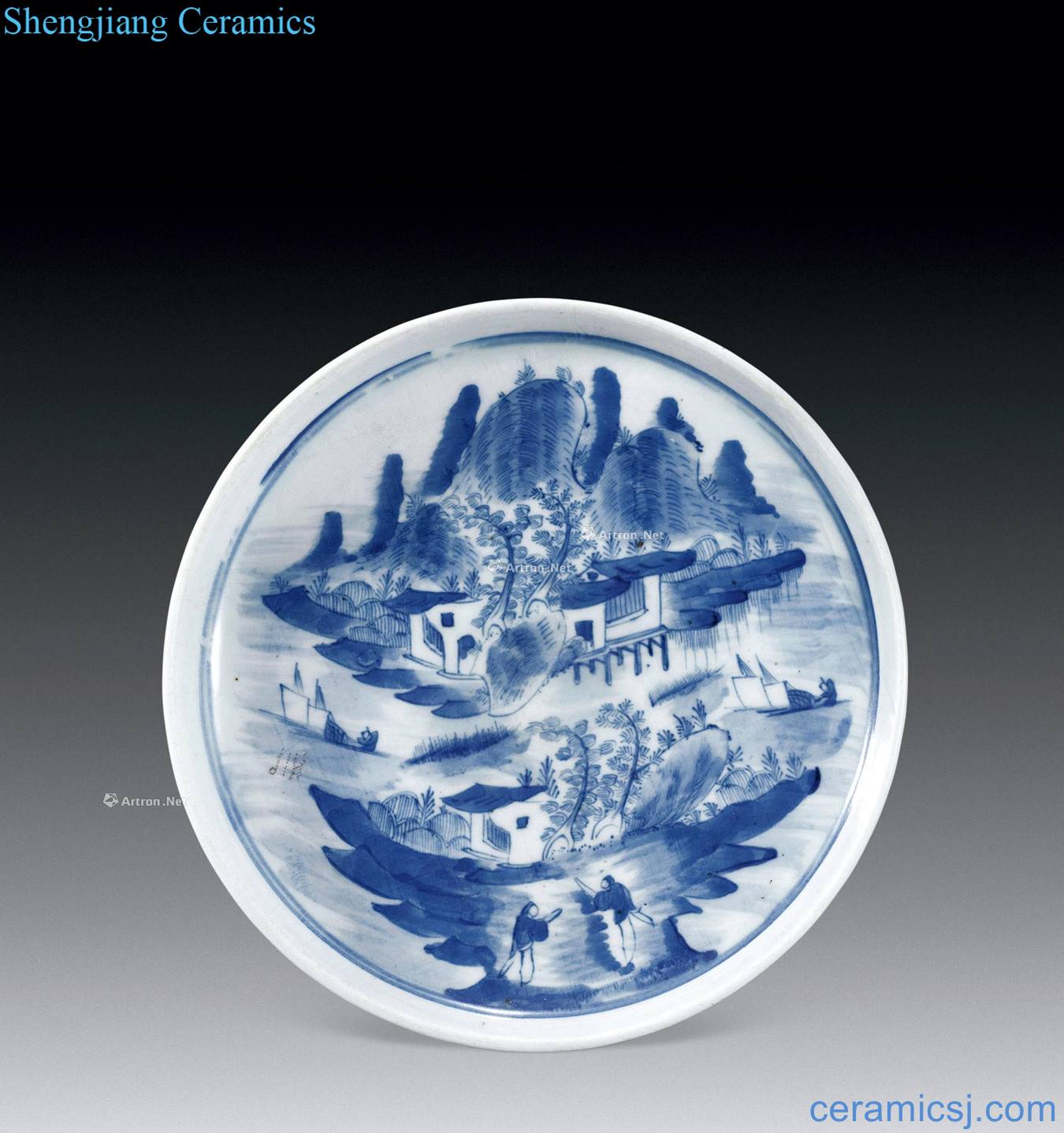 qing Blue and white landscape character