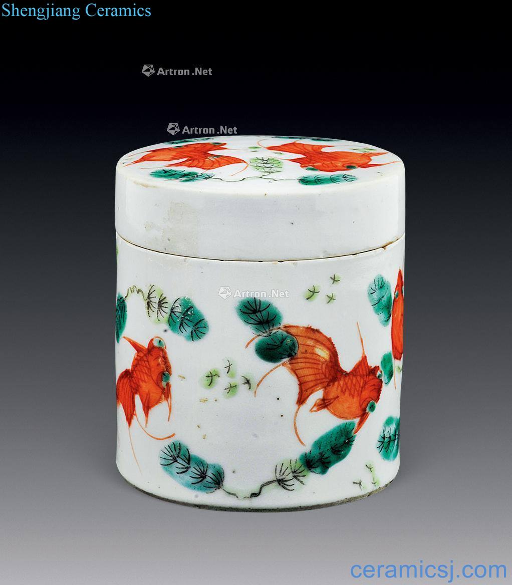 In the qing dynasty powder enamel fish grain canister