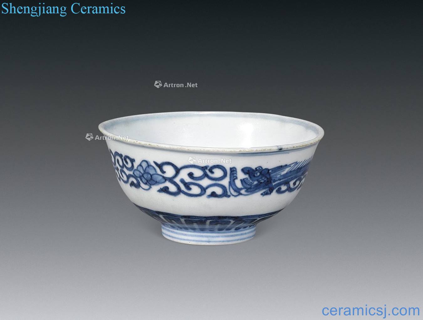 Early in the morning Blue and white therefore Long Lingzhi grain small bowl