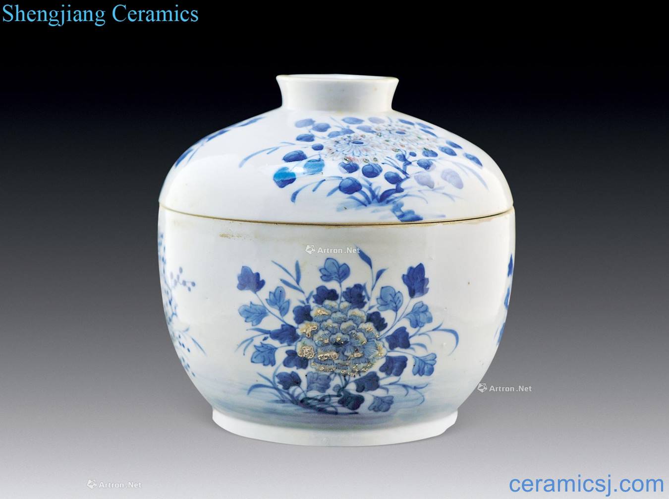 In the qing dynasty Blue and white youligong cover pot flowers