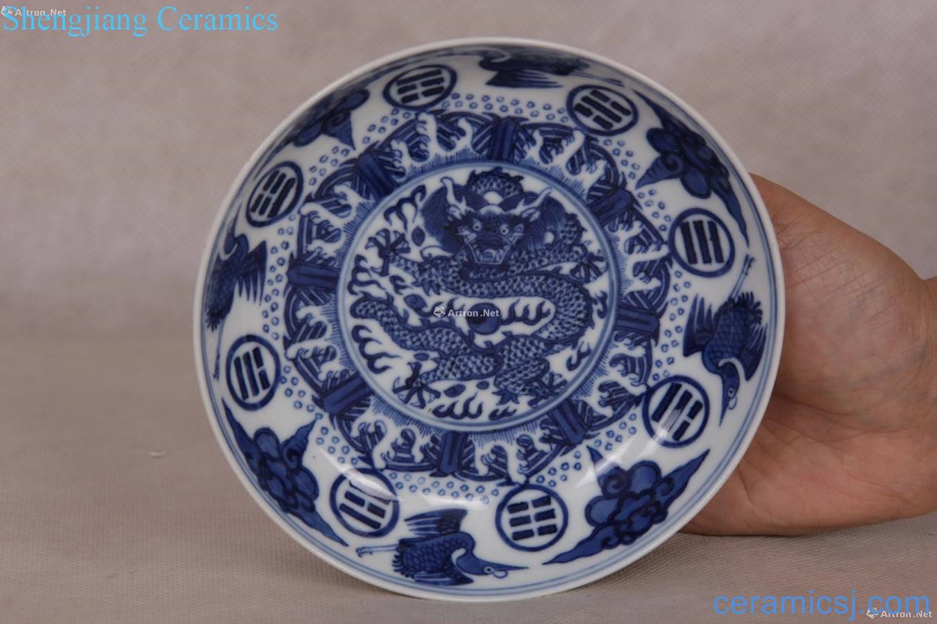 guangxu Blue and white James t. c. na was published gossip sea dragon disc (imperial)