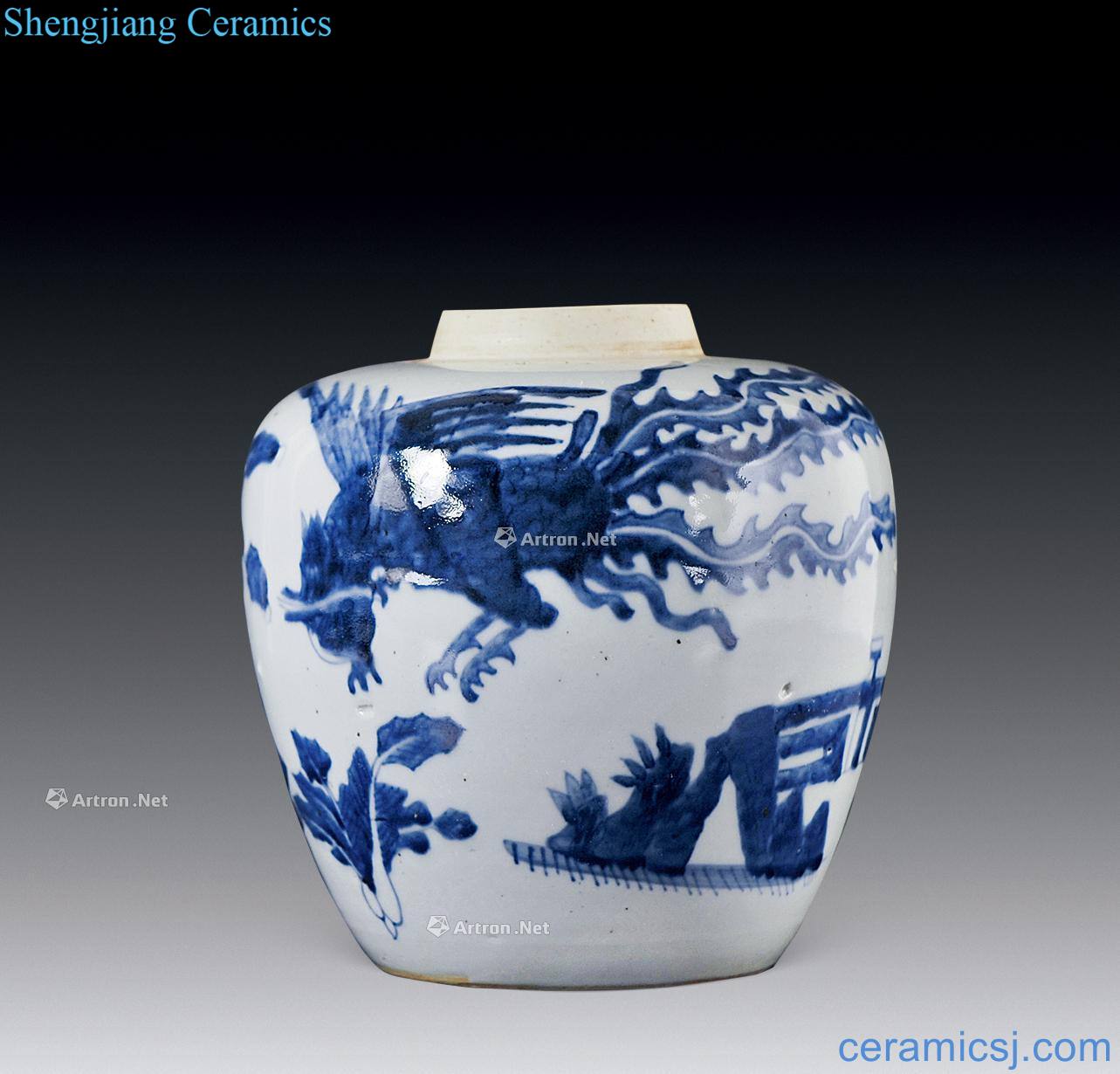 In the qing dynasty Blue and white 'grain cans