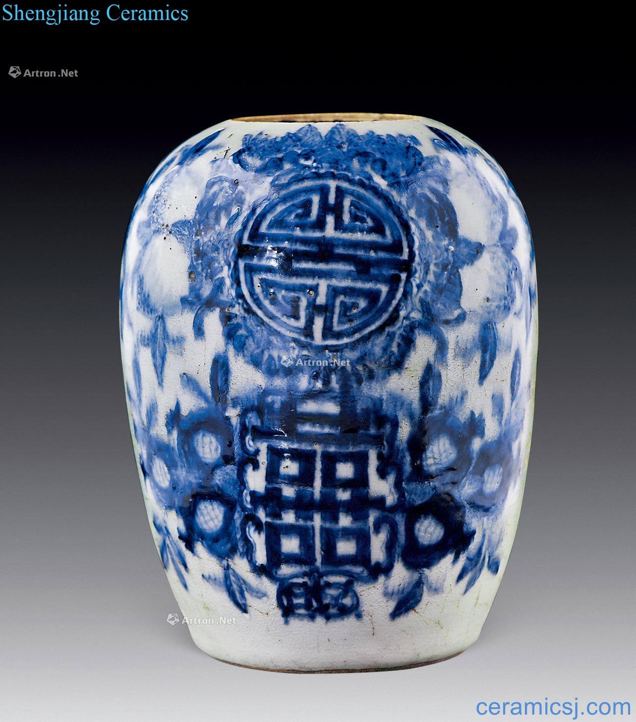 In the qing dynasty Blue and white double happiness life of grain wax gourd altar