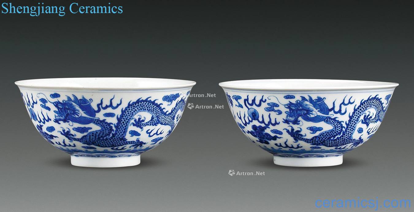 qing Blue and white dragon bowl (a)