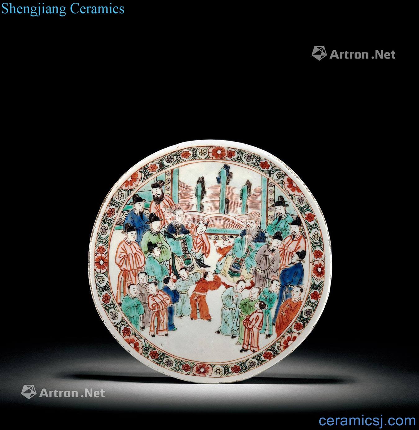 The qing emperor kangxi stories of colorful porcelain plate