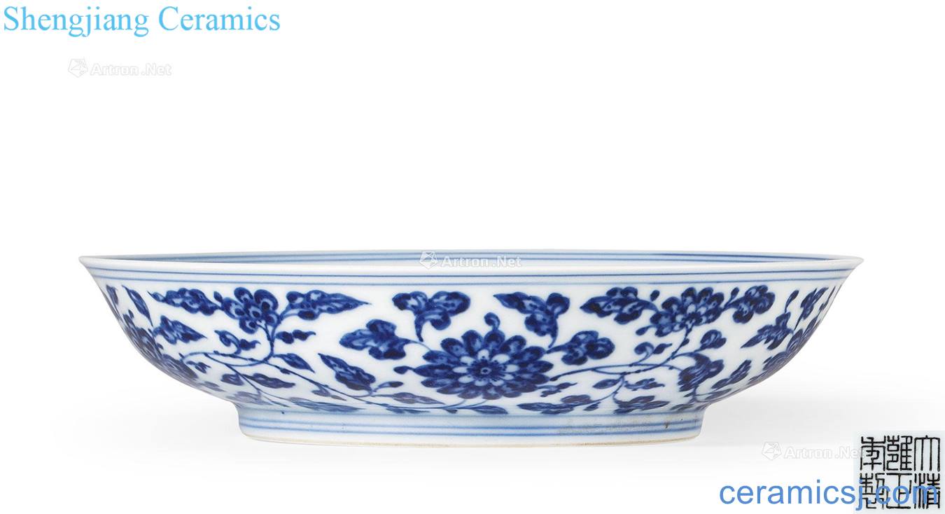 Qing yongzheng Blue and white tie up branch pattern plate